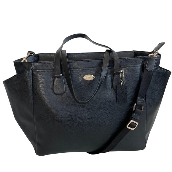 Coach Black Leather Diaper Bag with Changing Pad - Picture 2 of 11